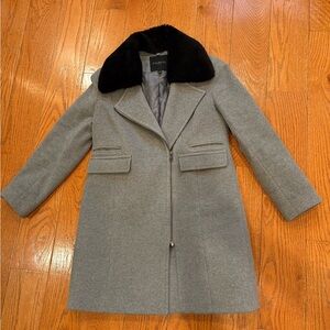 Talbots Gray Wool Blend Coat Faux Fur Collar Thinsulate Insulated – 2P